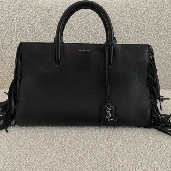Authentic Saint Laurent Black Fringe Rive Gauche Cabas - Picture 14 of 14